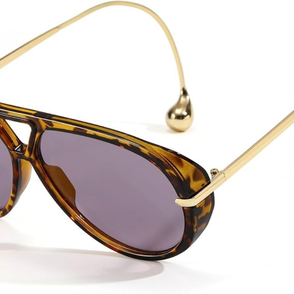 Oversized Aviator Sunglasses Unisex Retro Big Round Shield Shades UV400 - Picture 1 of 7